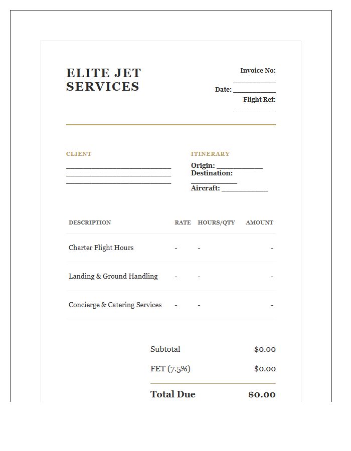 Luxury Air Transport Invoice Template