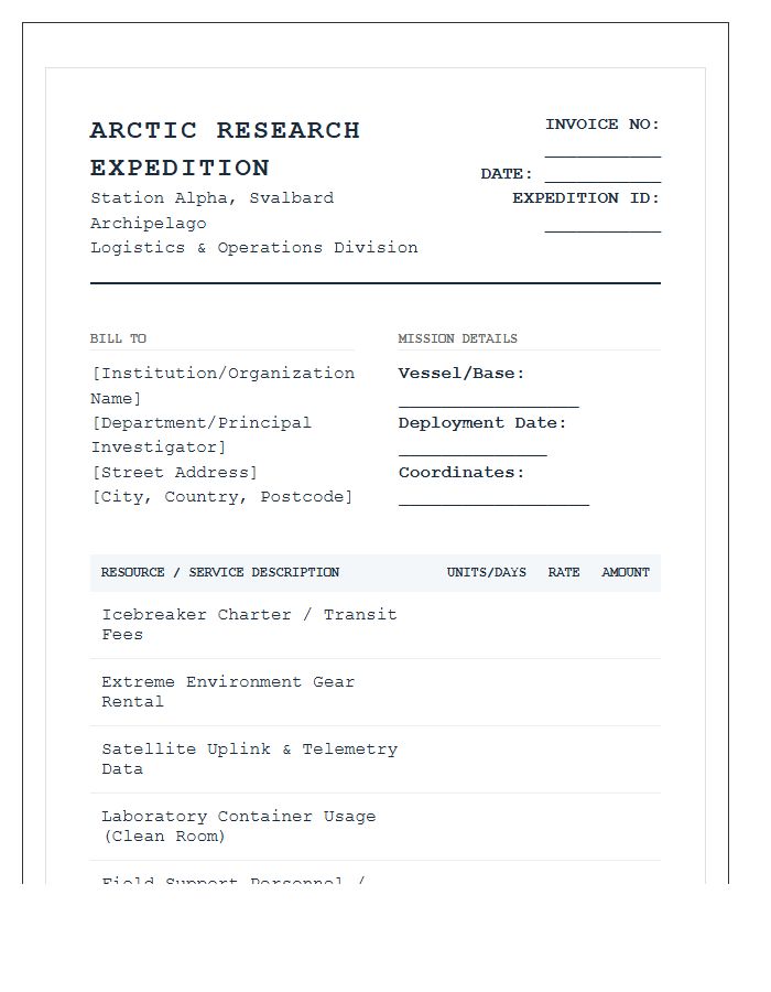 Arctic Research Expedition Invoice Template