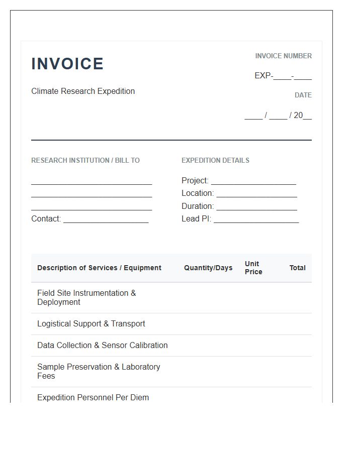 Climate Research Expedition Invoice Template