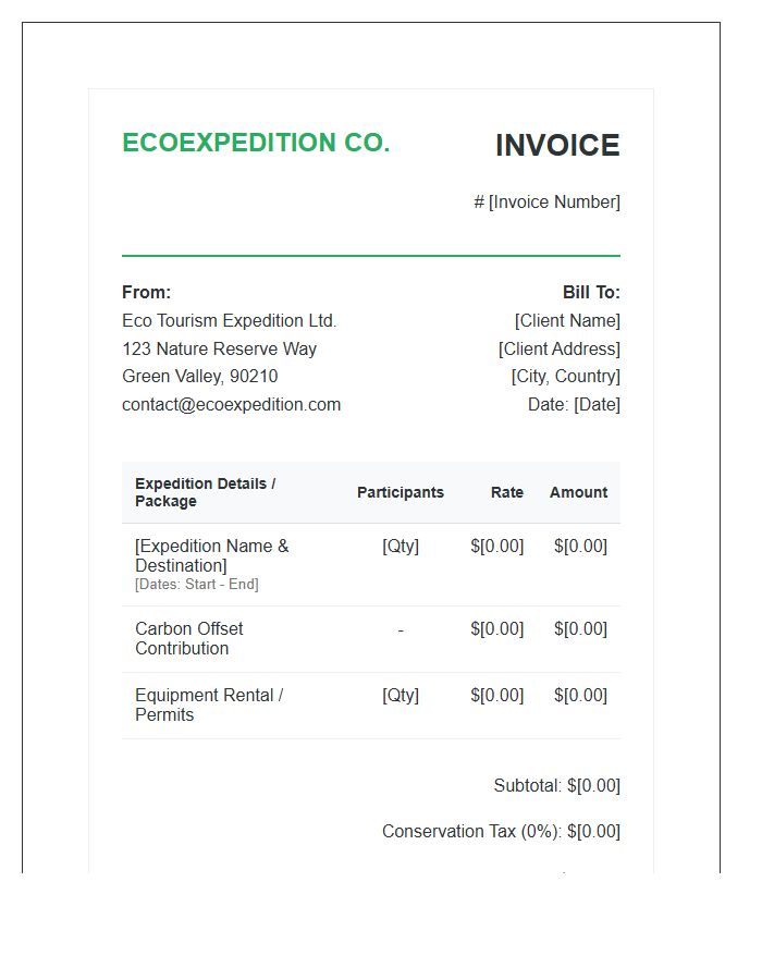 Eco Tourism Expedition Invoice Template