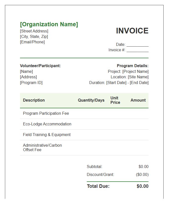 Eco Volunteer Program Invoice Template