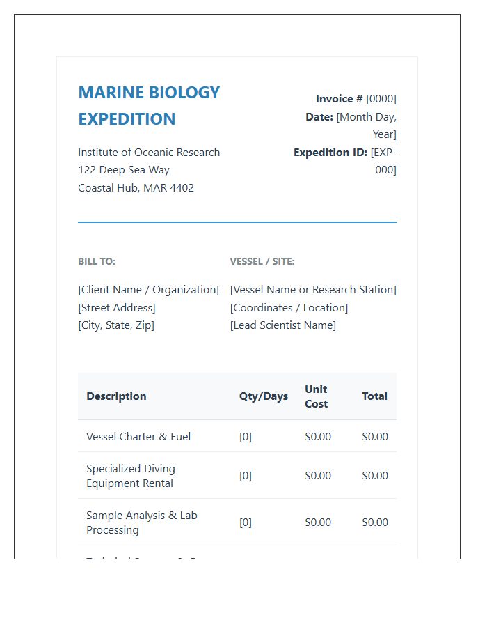 Marine Biology Expedition Invoice Template