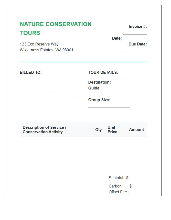 Nature Conservation Tour Invoice Template