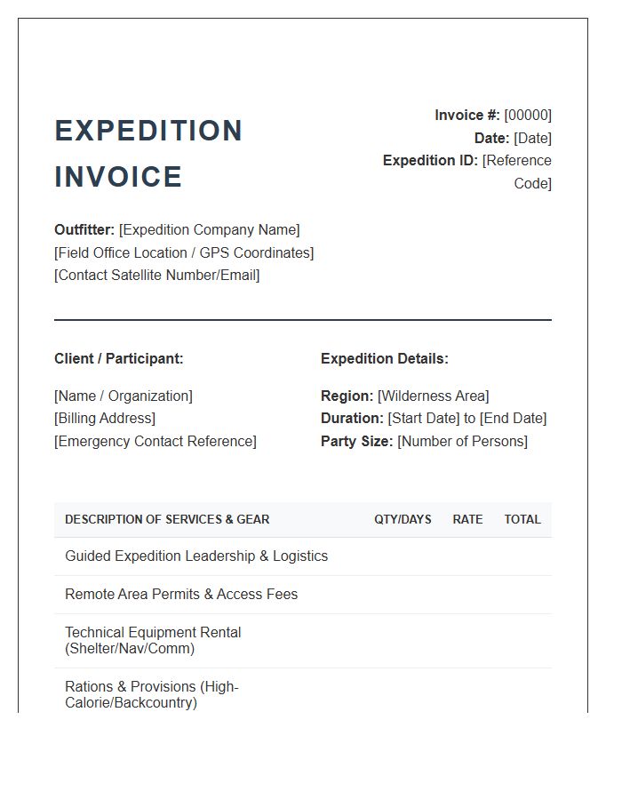 Remote Wilderness Expedition Invoice Template