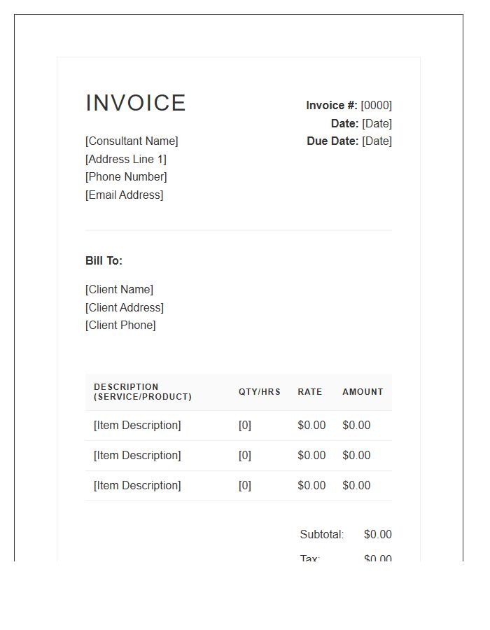 Beauty Sales Consultant Invoice Template