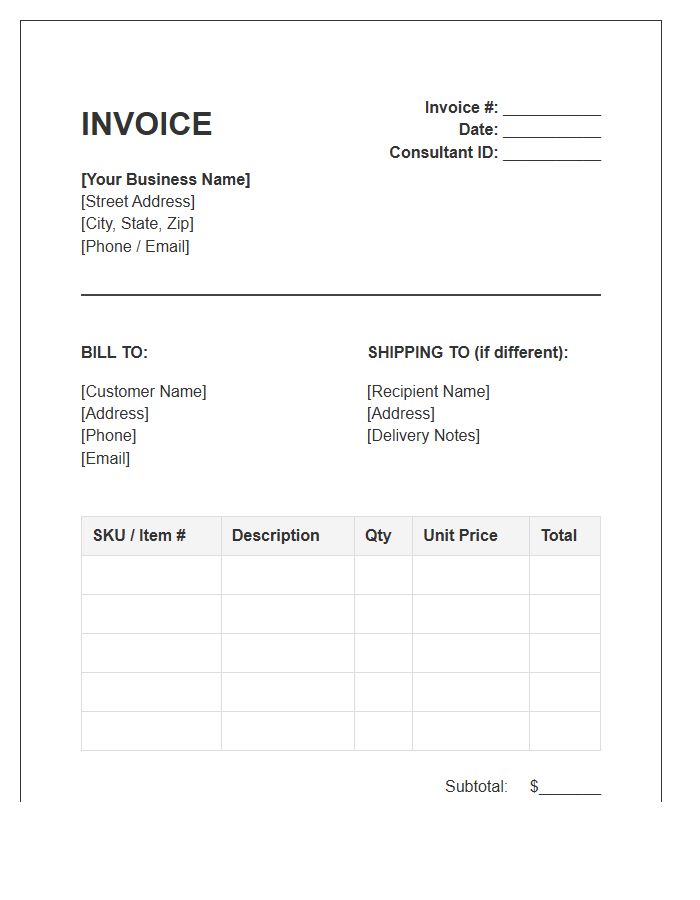 Direct Sales Business Invoice Template