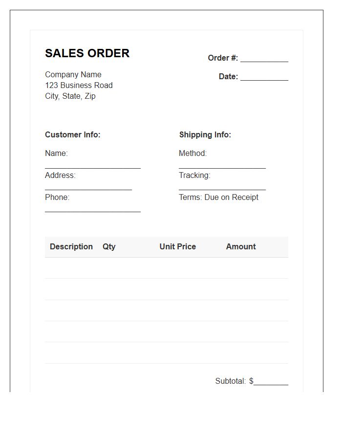 Direct Sales Order Form Invoice Template
