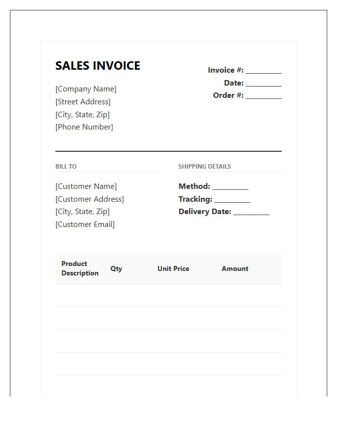 Direct Sales Product Sales Invoice Template