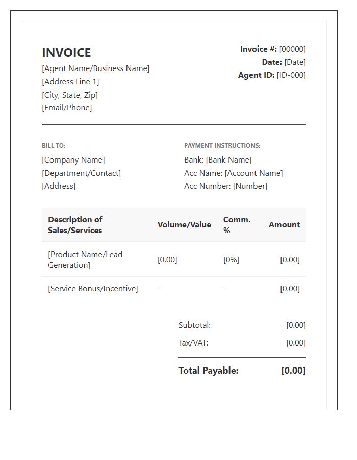 Direct Selling Agent Invoice Template