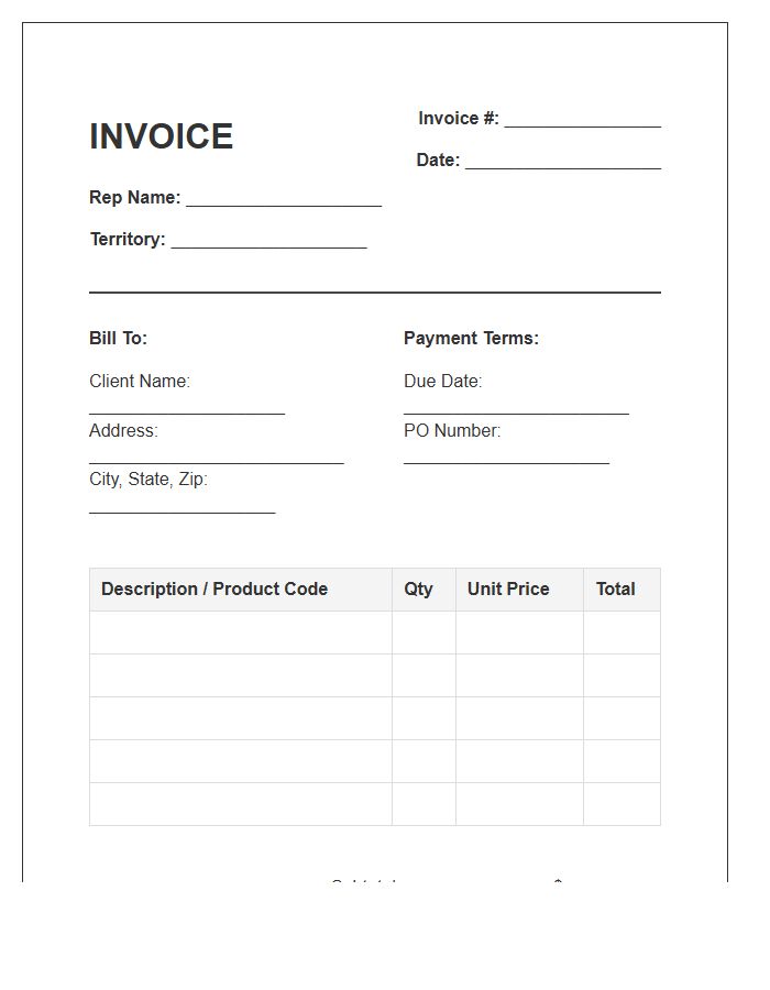 Field Sales Representative Invoice Template