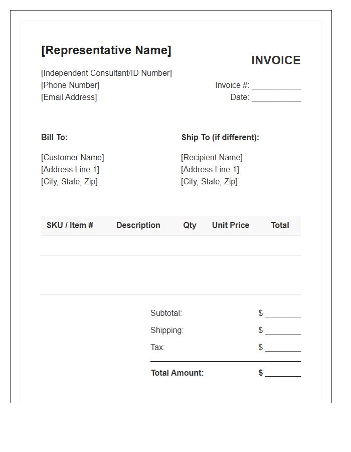 Multi Level Marketing Representative Invoice Template