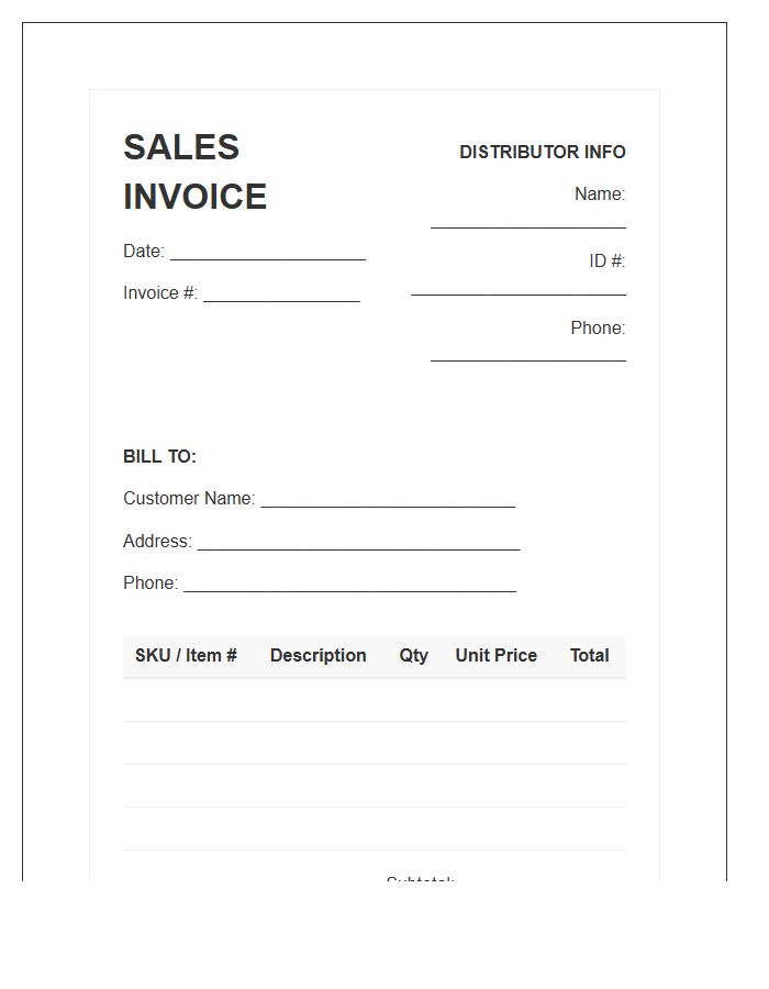 Network Marketing Sales Invoice Template