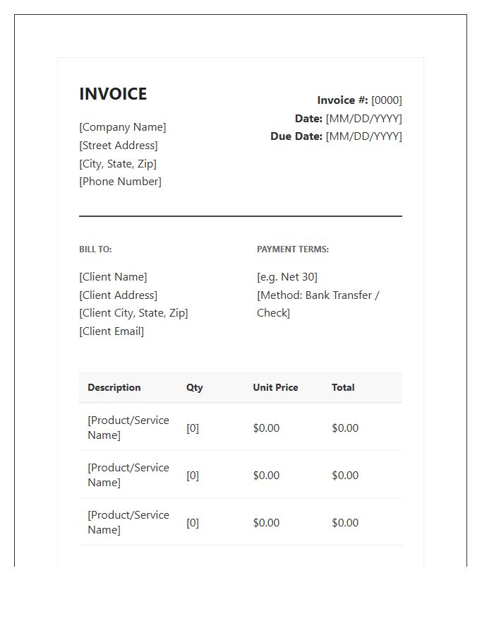 Professional Direct Sales Invoice Template