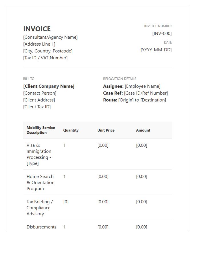 Global Mobility Professional Invoice Template