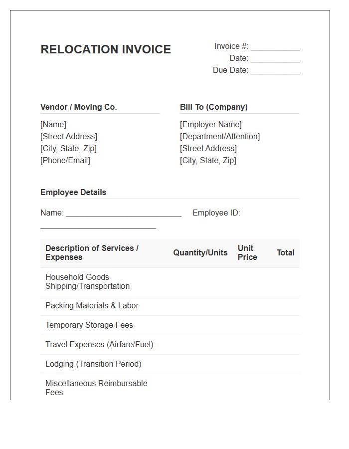 Remote Employee Relocation Invoice Template
