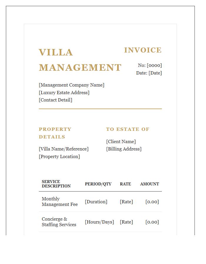 Luxury Villa Management Invoice Template