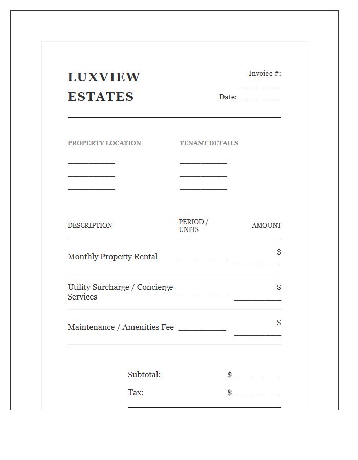 Upscale Property Rental Invoice Template