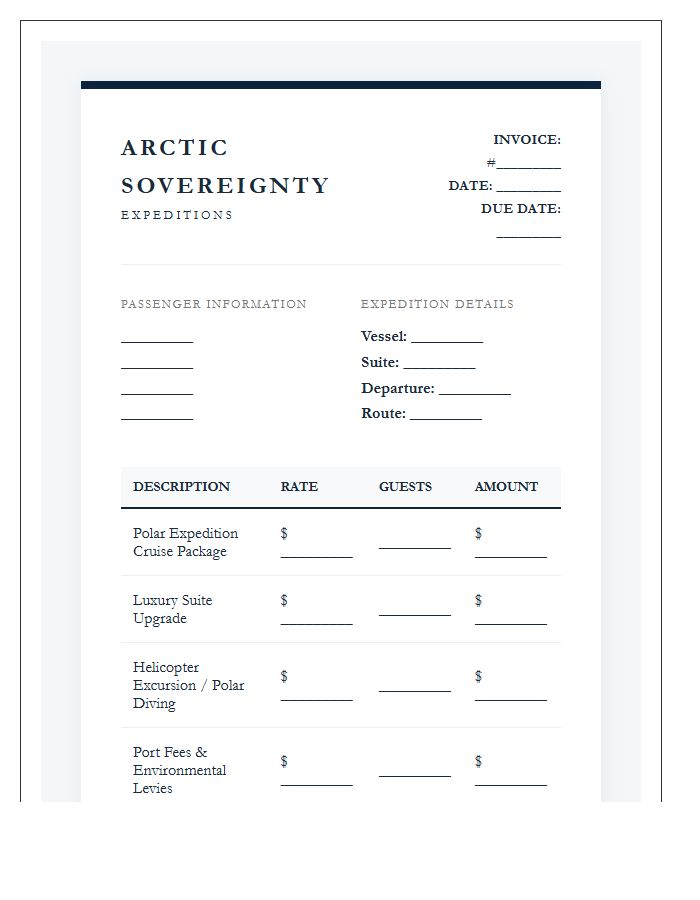 Luxury Polar Cruise Booking Invoice Template