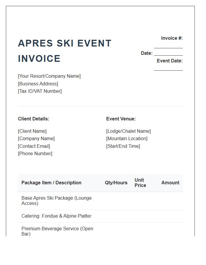 Apres Ski Event Package Invoice Template