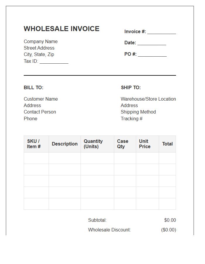 Bulk Order Wholesale Invoice Template