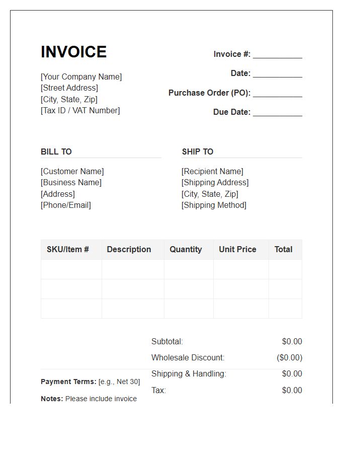 Wholesale Product Supply Invoice Template