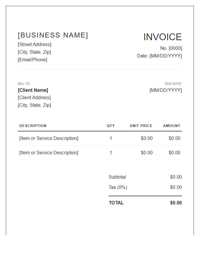 Boutique Business Invoice Template