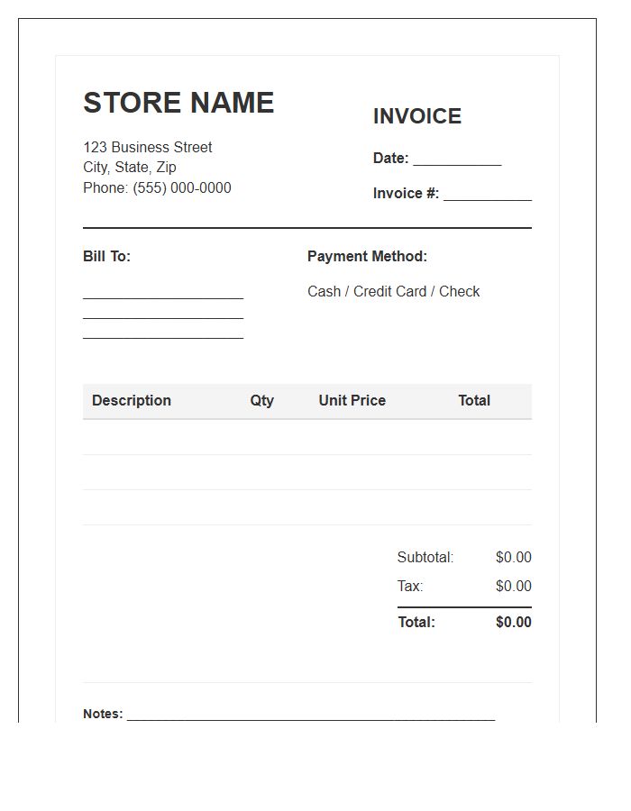 Brick And Mortar Invoice Template