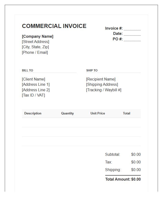 Commercial Sales Invoice Template