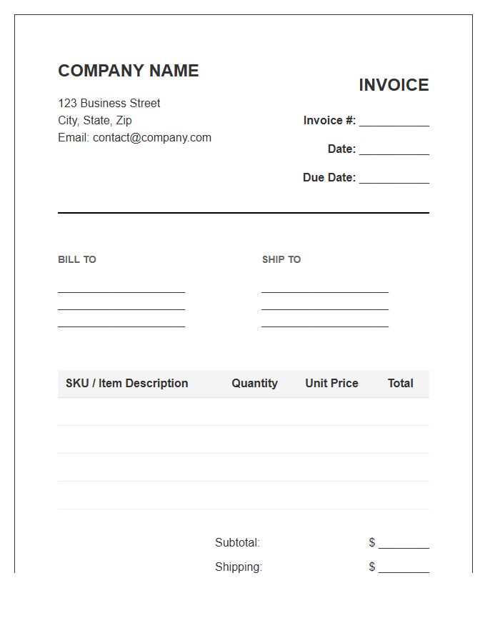 Consumer Goods Invoice Template