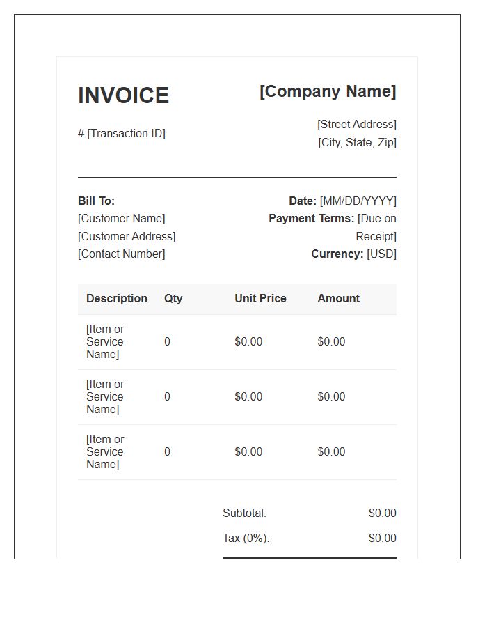 Daily Transaction Invoice Template