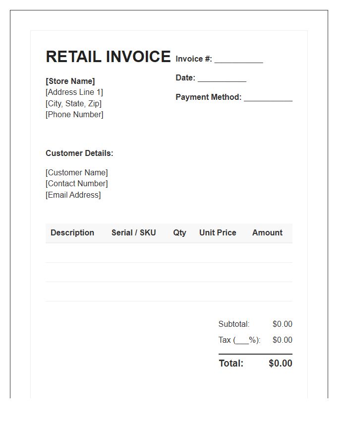 Electronic Retail Invoice Template