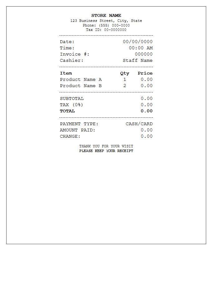 Point Of Sale Invoice Template