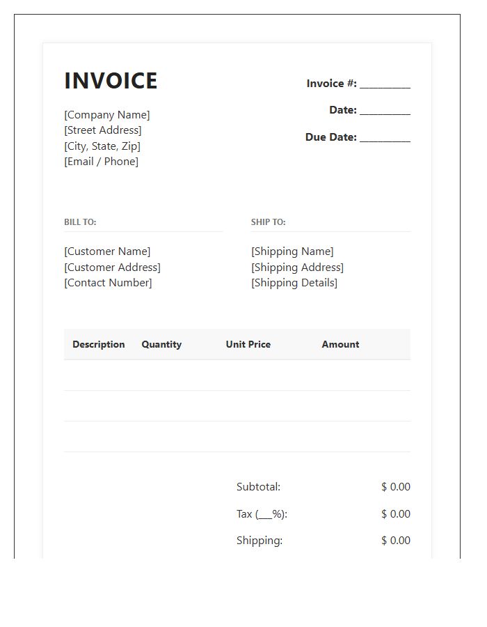 Professional Retail Invoice Template