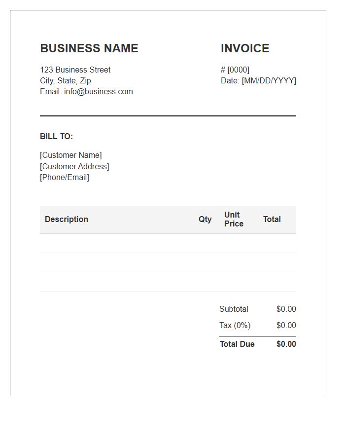 Small Business Retail Invoice Template