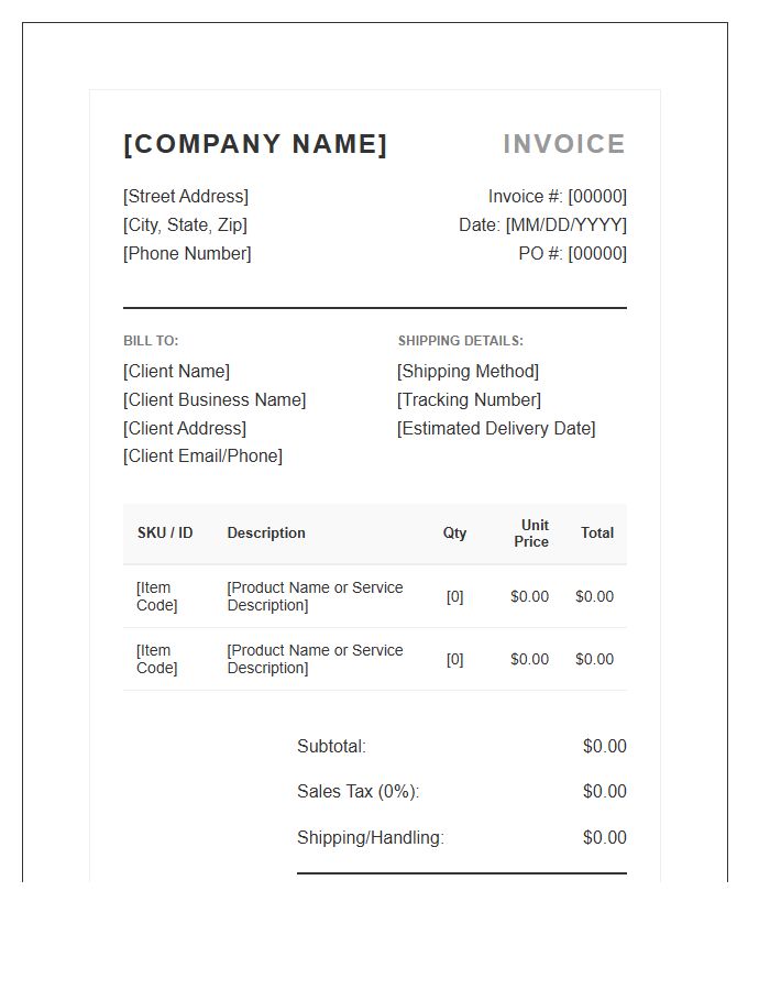 Detailed Sales Transaction Invoice Template