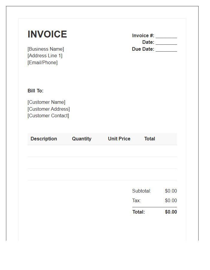 Small Business General Sales Invoice Template