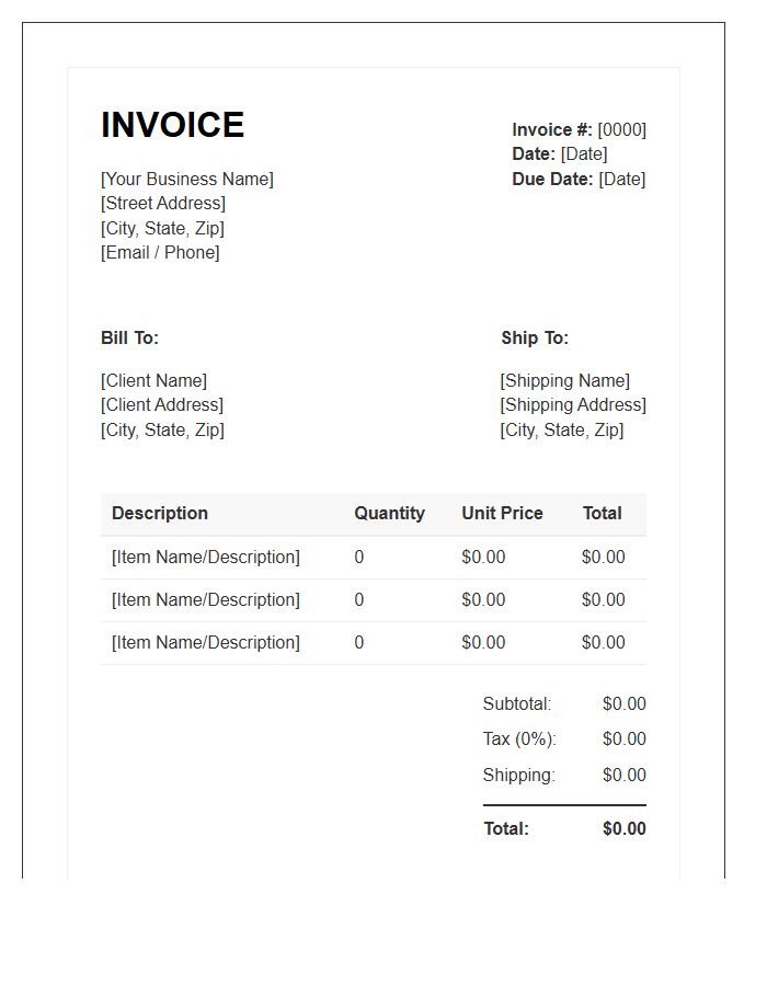Small Business Goods Sales Invoice Template