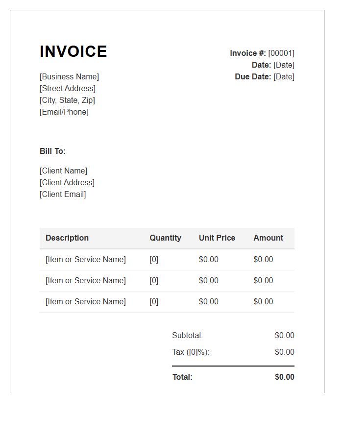 Small Business Itemized Sales Invoice Template