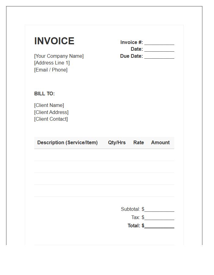 Small Business Service And Sales Invoice Template