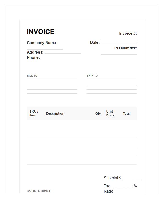 Wholesale Sales Invoice Template For Small Business