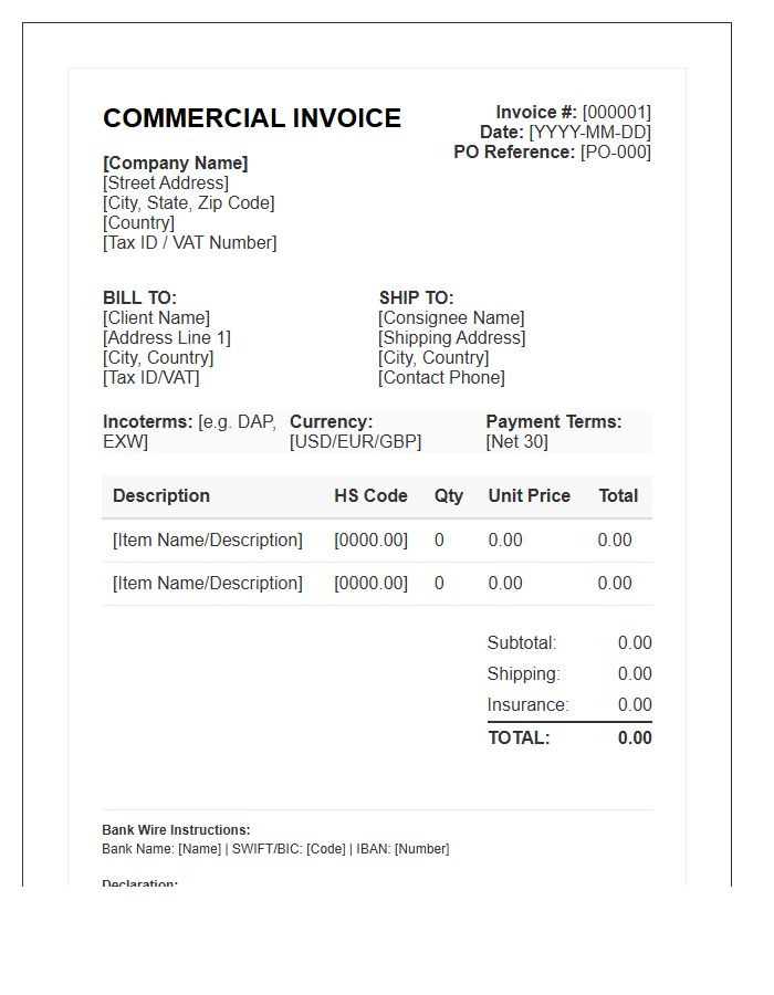 Corporate International Sales Invoice Template