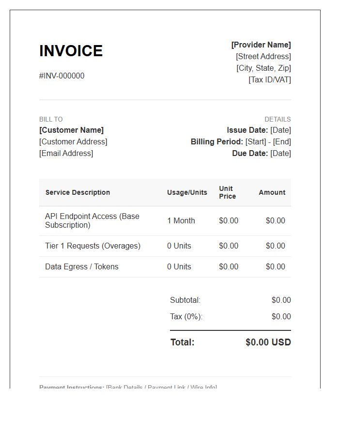 API Access Usage Invoice Template