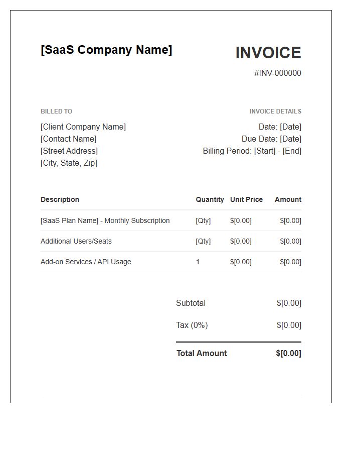 B2B SaaS Monthly Recurring Revenue Invoice Template