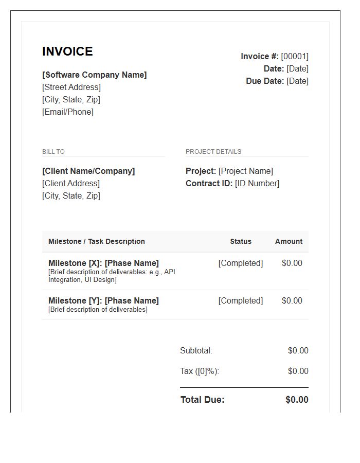 Software Development Milestone Invoice Template