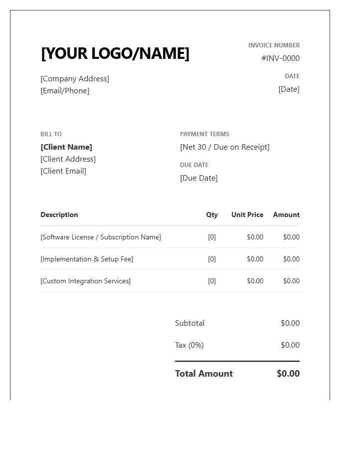White Label Software Solution Invoice Template