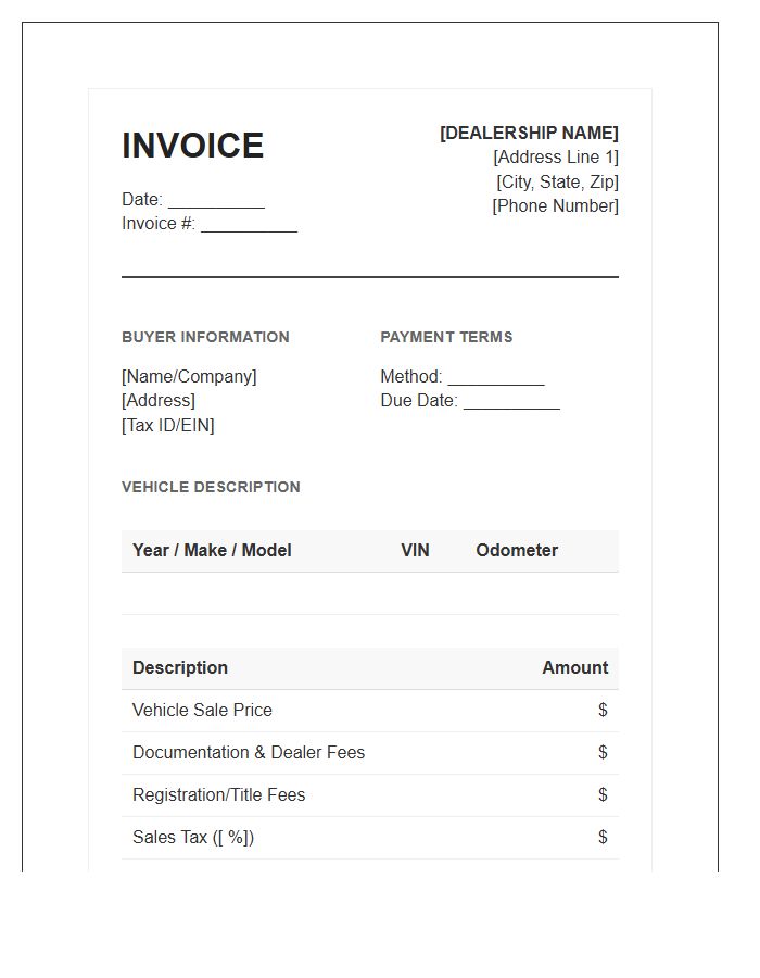 Commercial Truck Sales Invoice Template