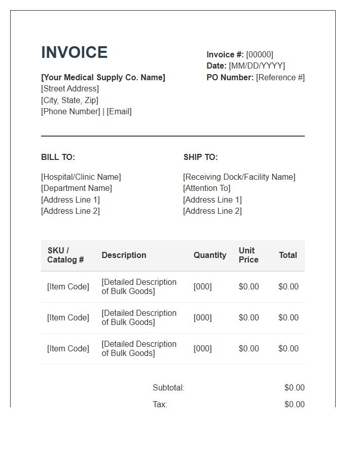 Bulk Medical Supply Invoice Template