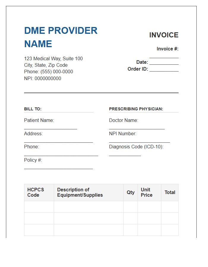 Durable Medical Equipment Invoice Template