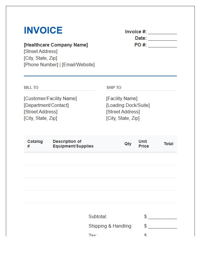 Healthcare Equipment Sales Invoice Template