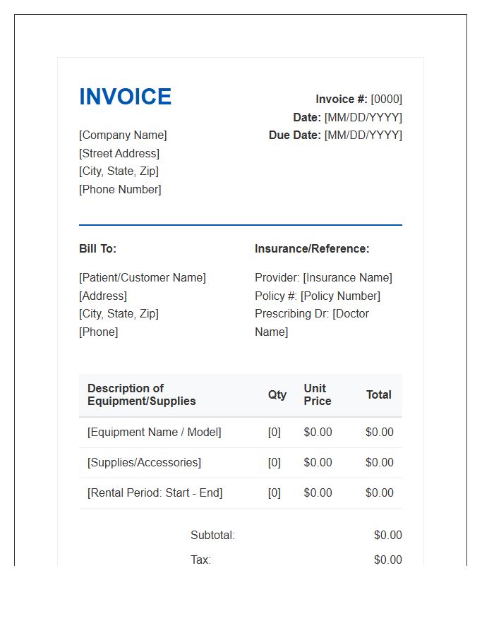 Home Healthcare Equipment Invoice Template